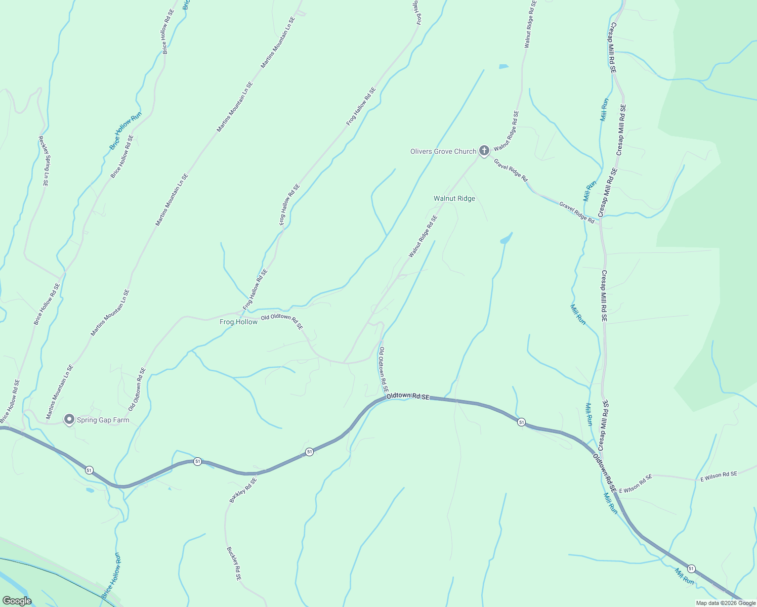 map of restaurants, bars, coffee shops, grocery stores, and more near 16101 Walnut Ridge Road Southeast in Oldtown