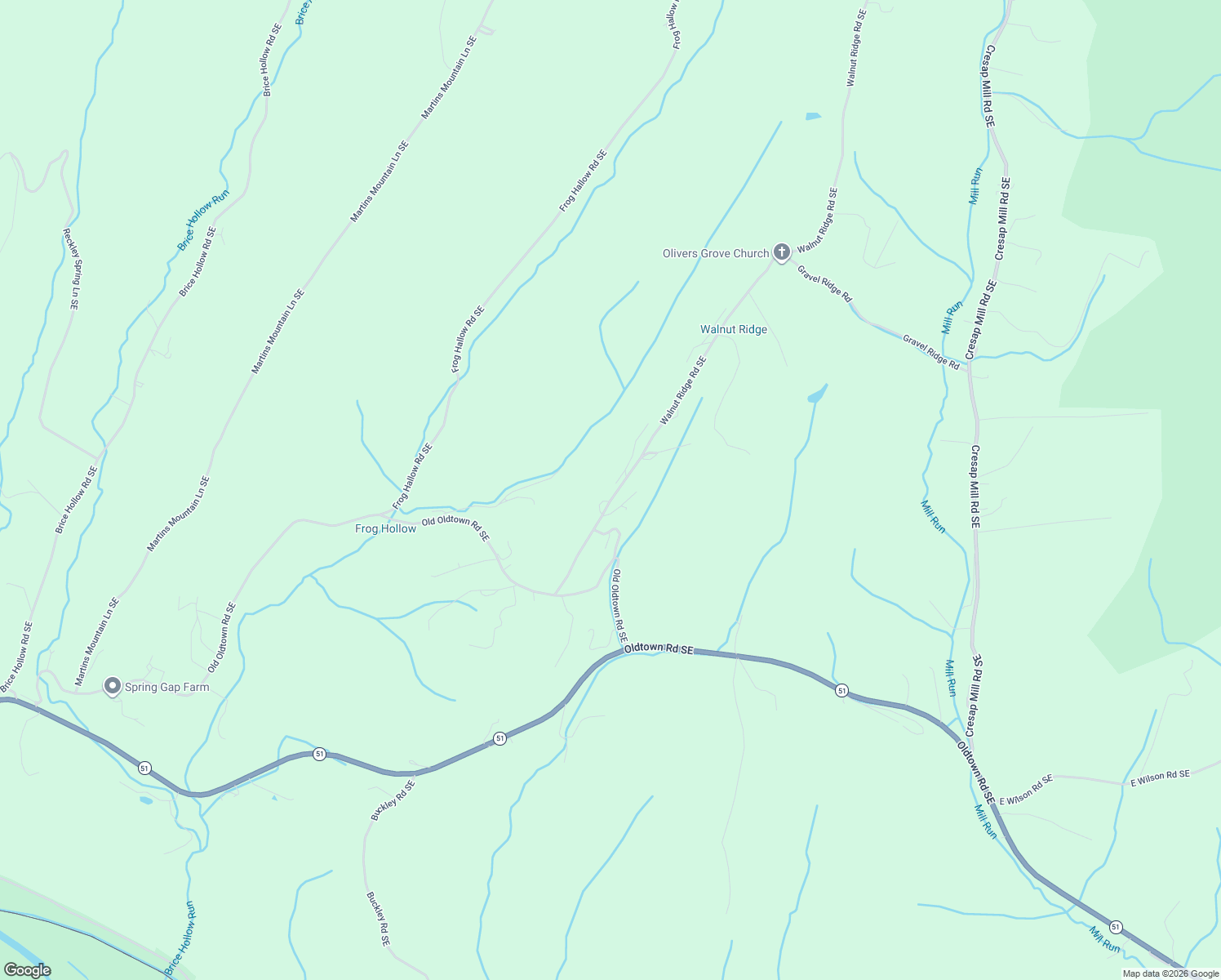 map of restaurants, bars, coffee shops, grocery stores, and more near 16101 Walnut Ridge Road Southeast in Oldtown