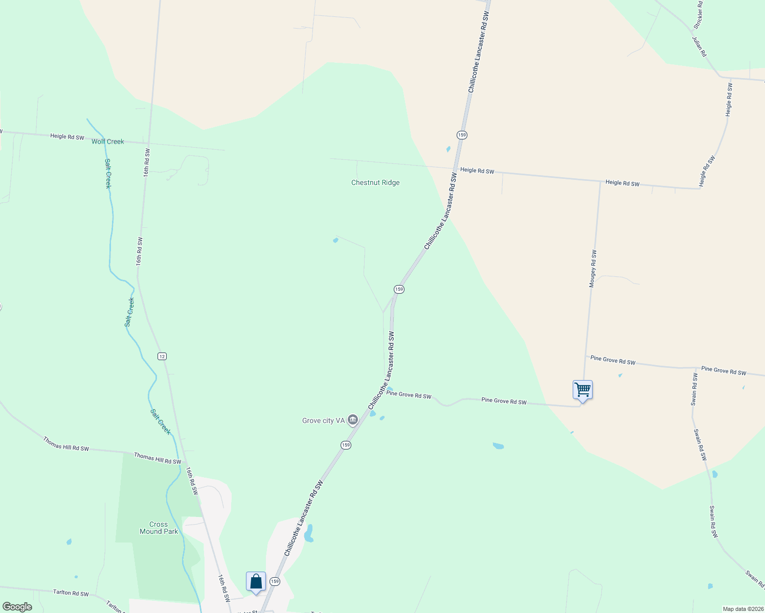 map of restaurants, bars, coffee shops, grocery stores, and more near 10573 Chillicothe Lancaster Road Southwest in Amanda