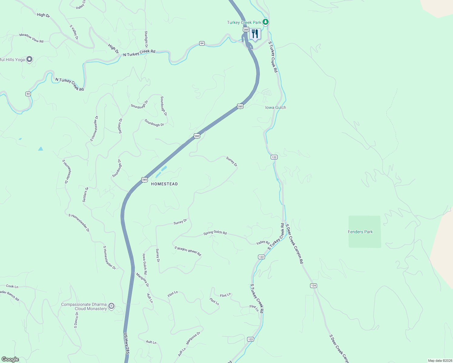 map of restaurants, bars, coffee shops, grocery stores, and more near 7692 Surrey Drive in Morrison