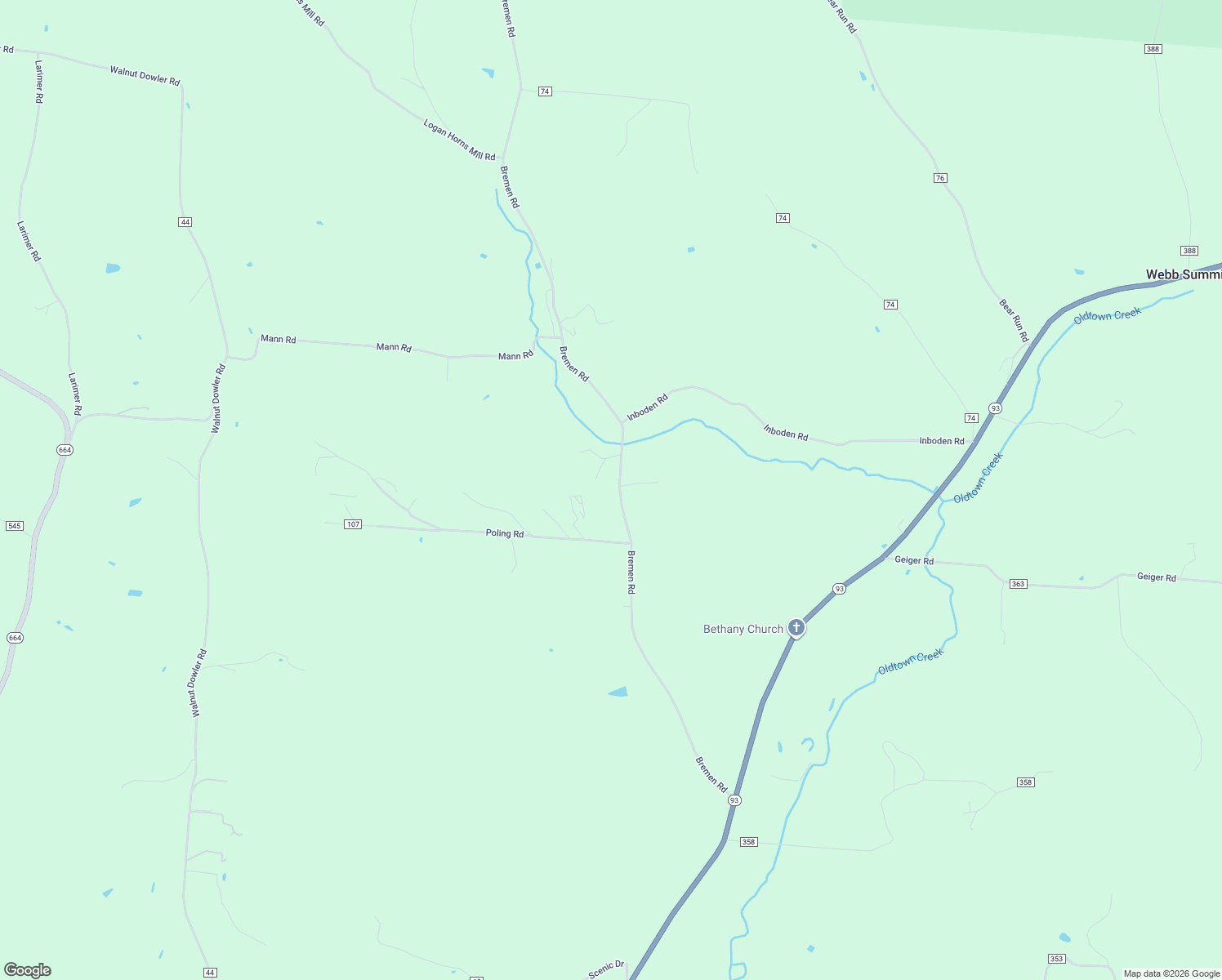 map of restaurants, bars, coffee shops, grocery stores, and more near 10391 Bremen Road in Logan