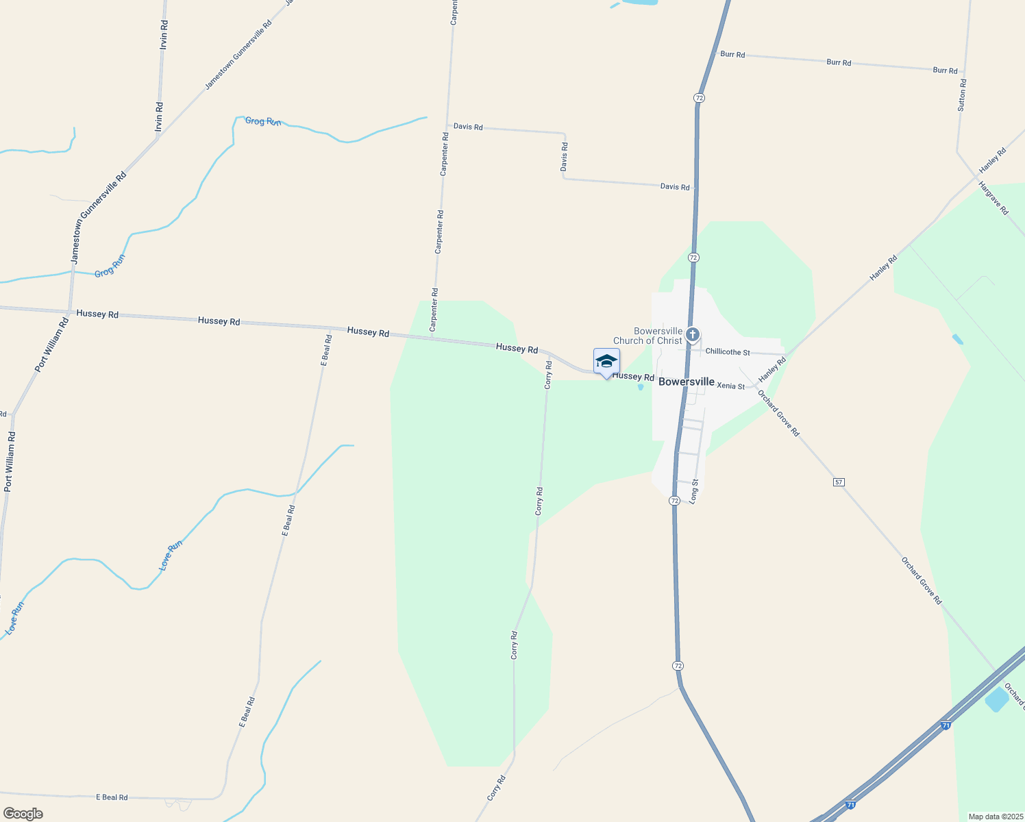 map of restaurants, bars, coffee shops, grocery stores, and more near 3223 Corry Rd in Jamestown