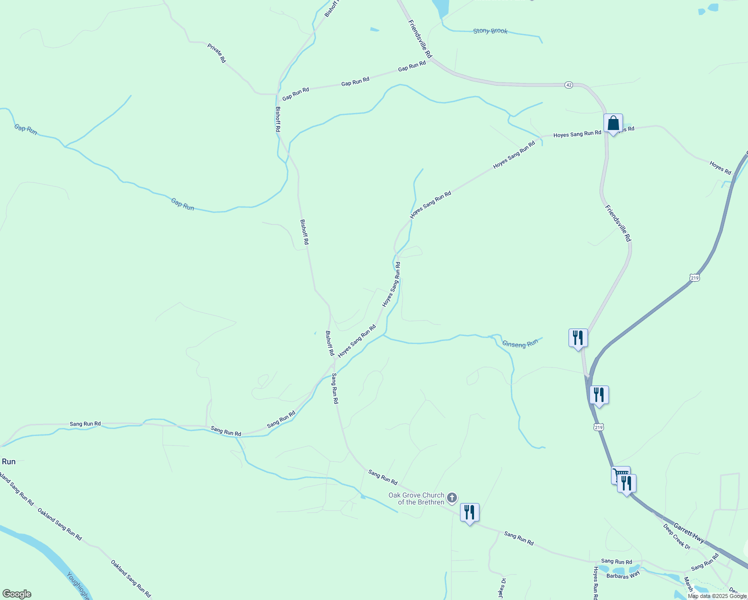 map of restaurants, bars, coffee shops, grocery stores, and more near 306 Cherry Lane Road in Friendsville