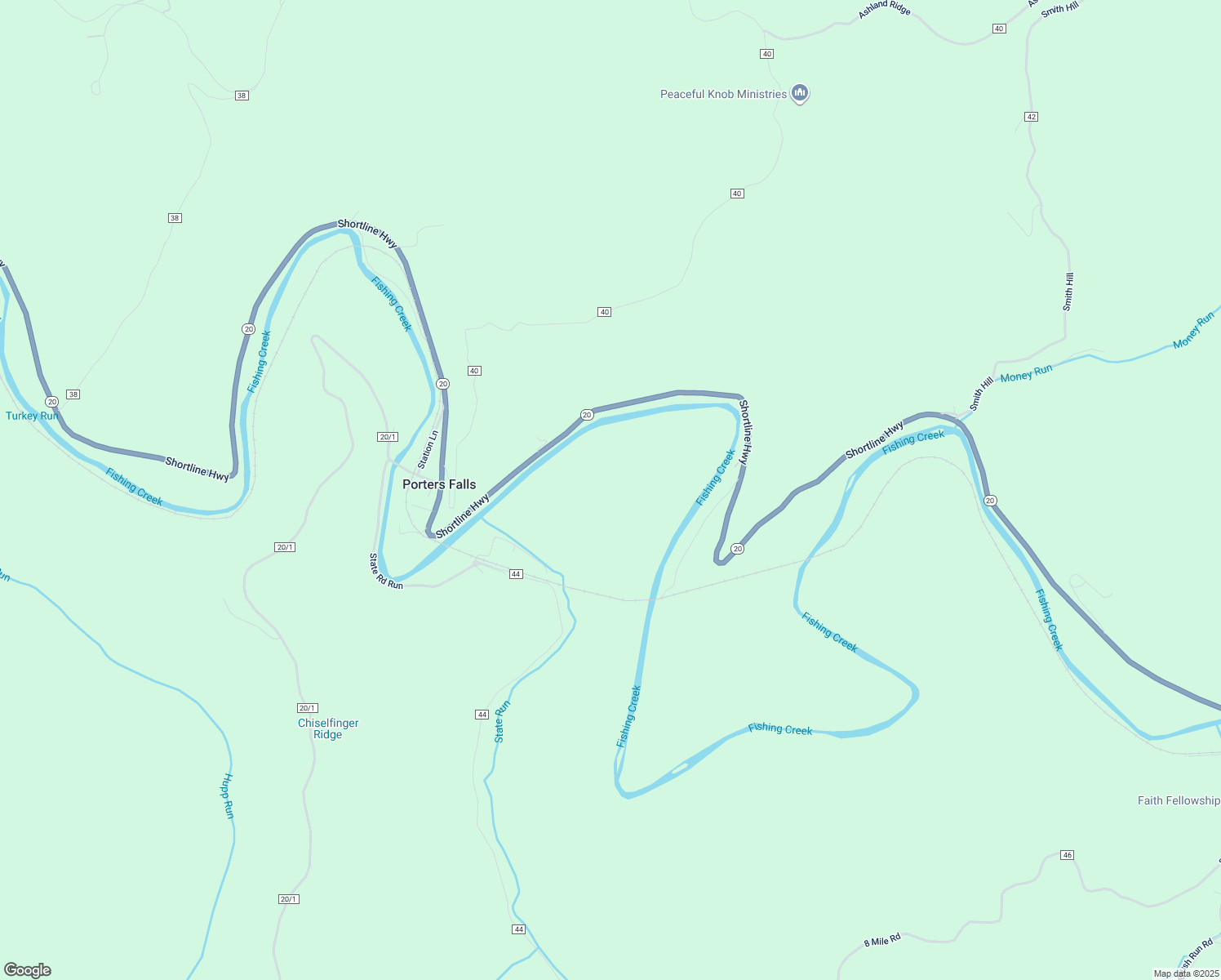 map of restaurants, bars, coffee shops, grocery stores, and more near in Porters Falls