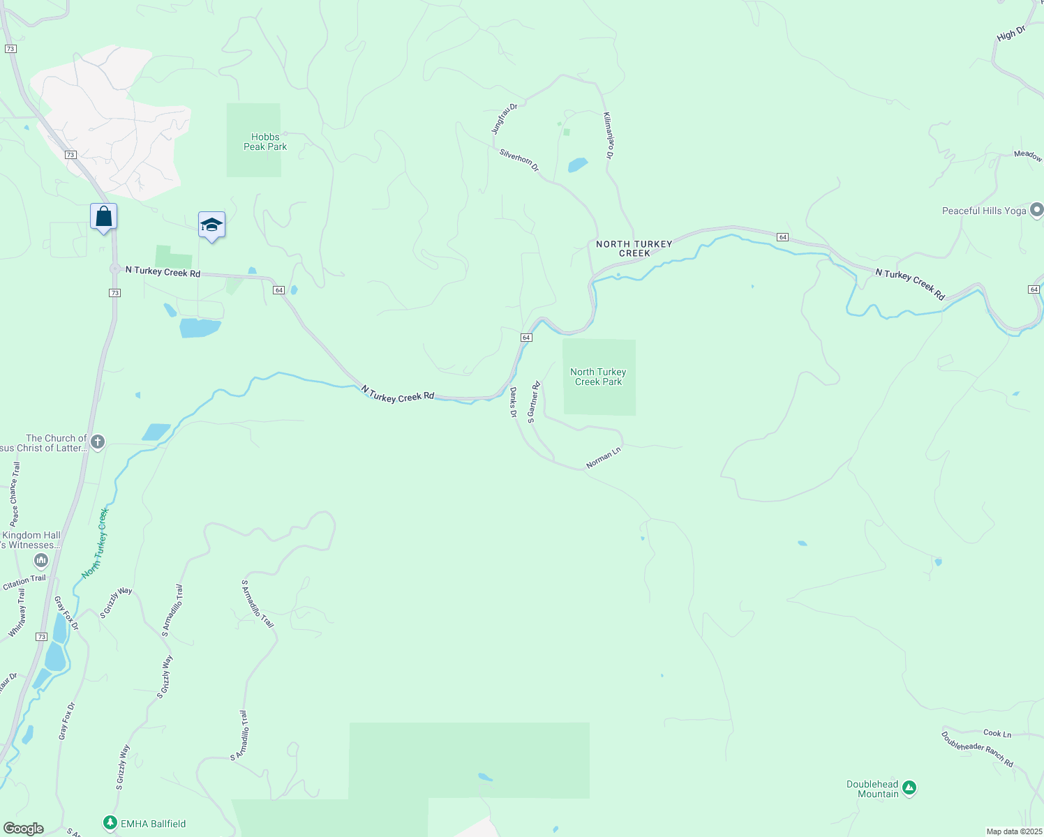 map of restaurants, bars, coffee shops, grocery stores, and more near 7652 Gartner Road in Evergreen