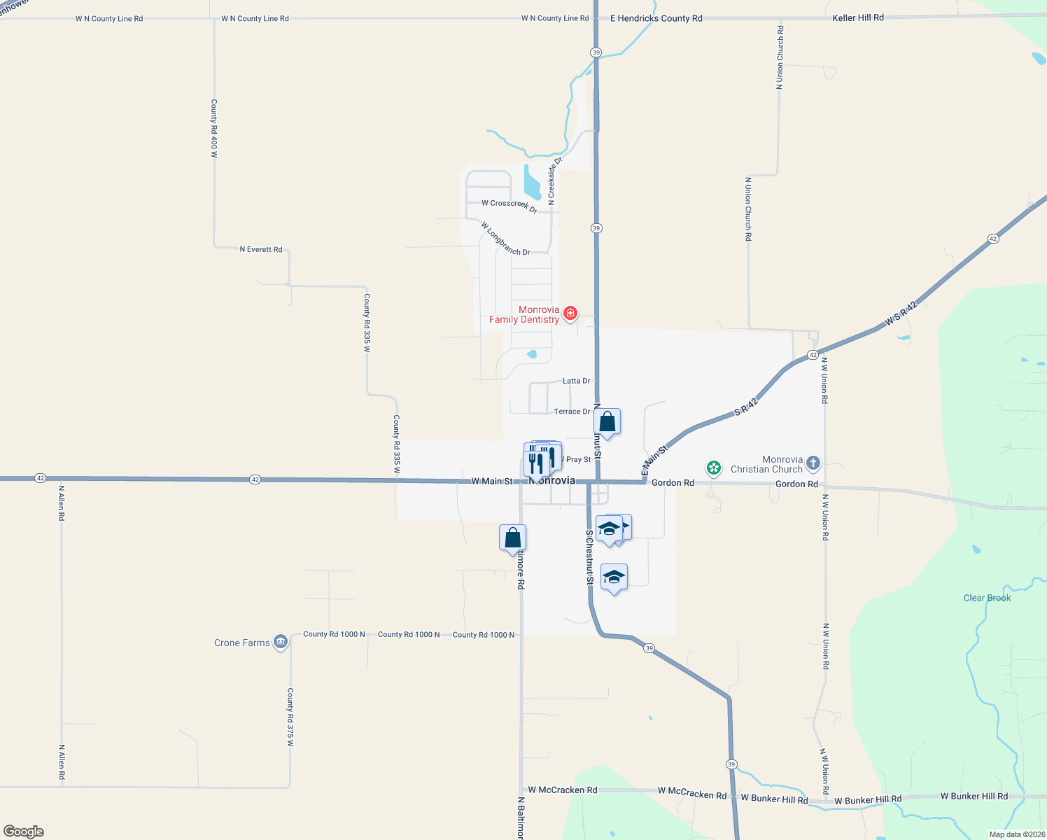 map of restaurants, bars, coffee shops, grocery stores, and more near 265 Terrace Drive in Monrovia