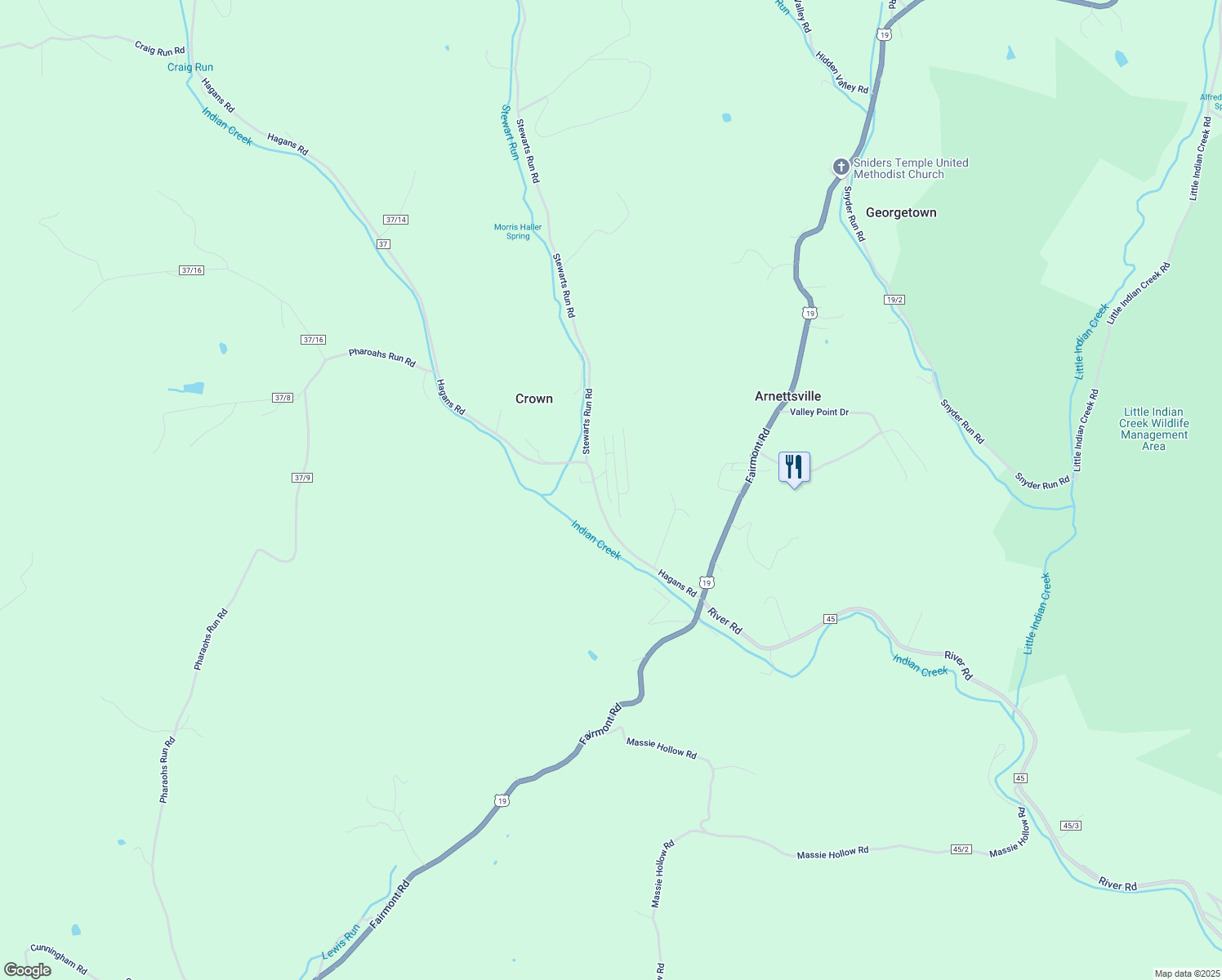 map of restaurants, bars, coffee shops, grocery stores, and more near 223 Ivy Street in Morgantown