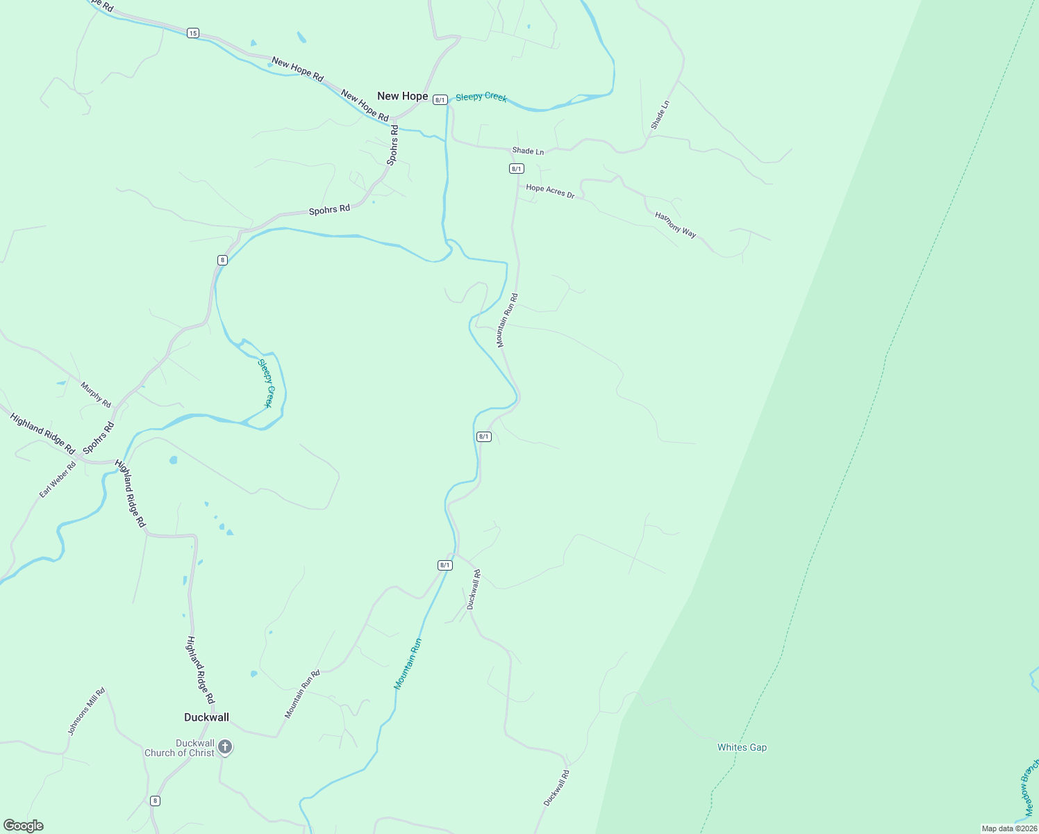 map of restaurants, bars, coffee shops, grocery stores, and more near Bonnie Brae Lane in Berkeley Springs