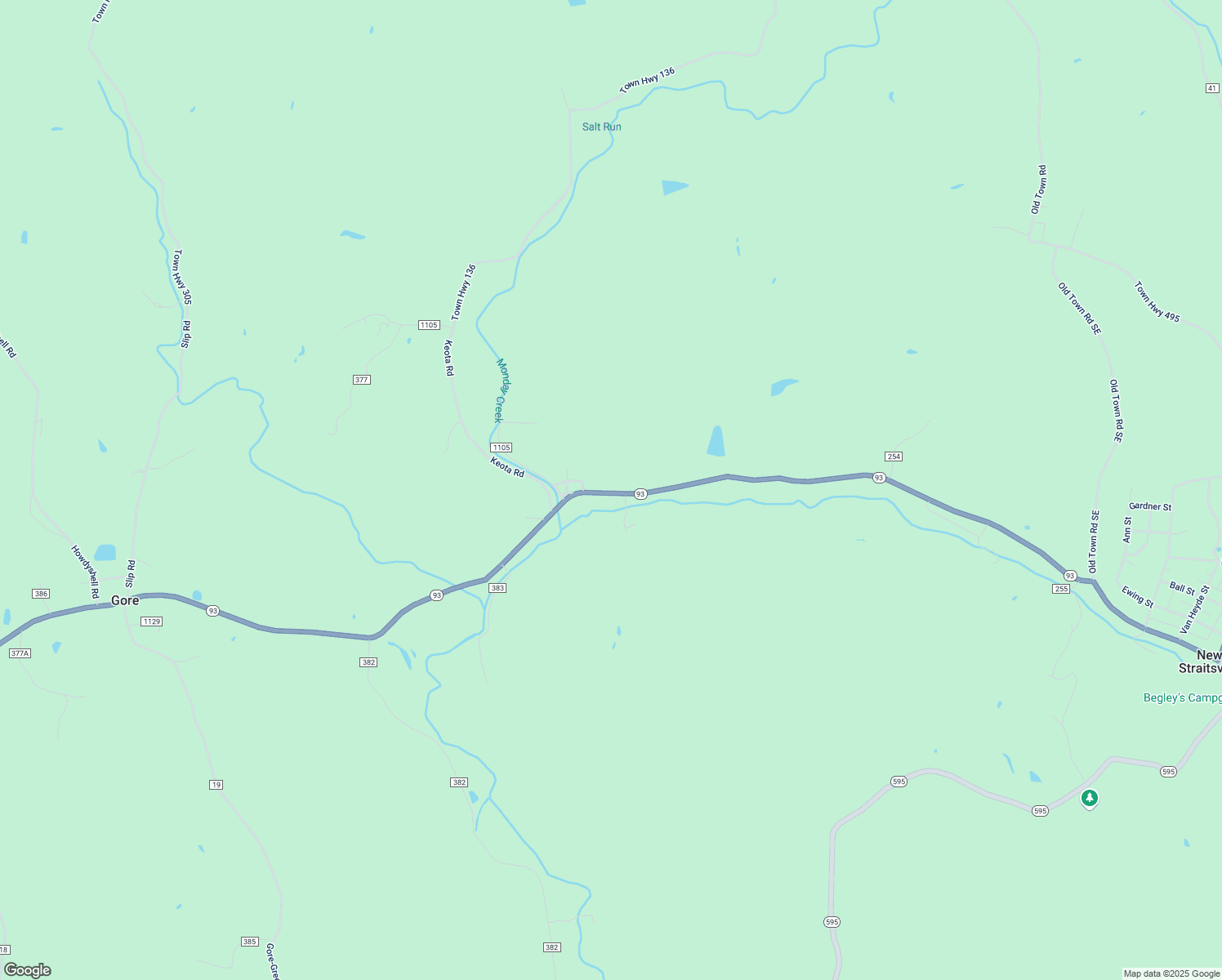 map of restaurants, bars, coffee shops, grocery stores, and more near 9979 Ohio 93 in New Straitsville