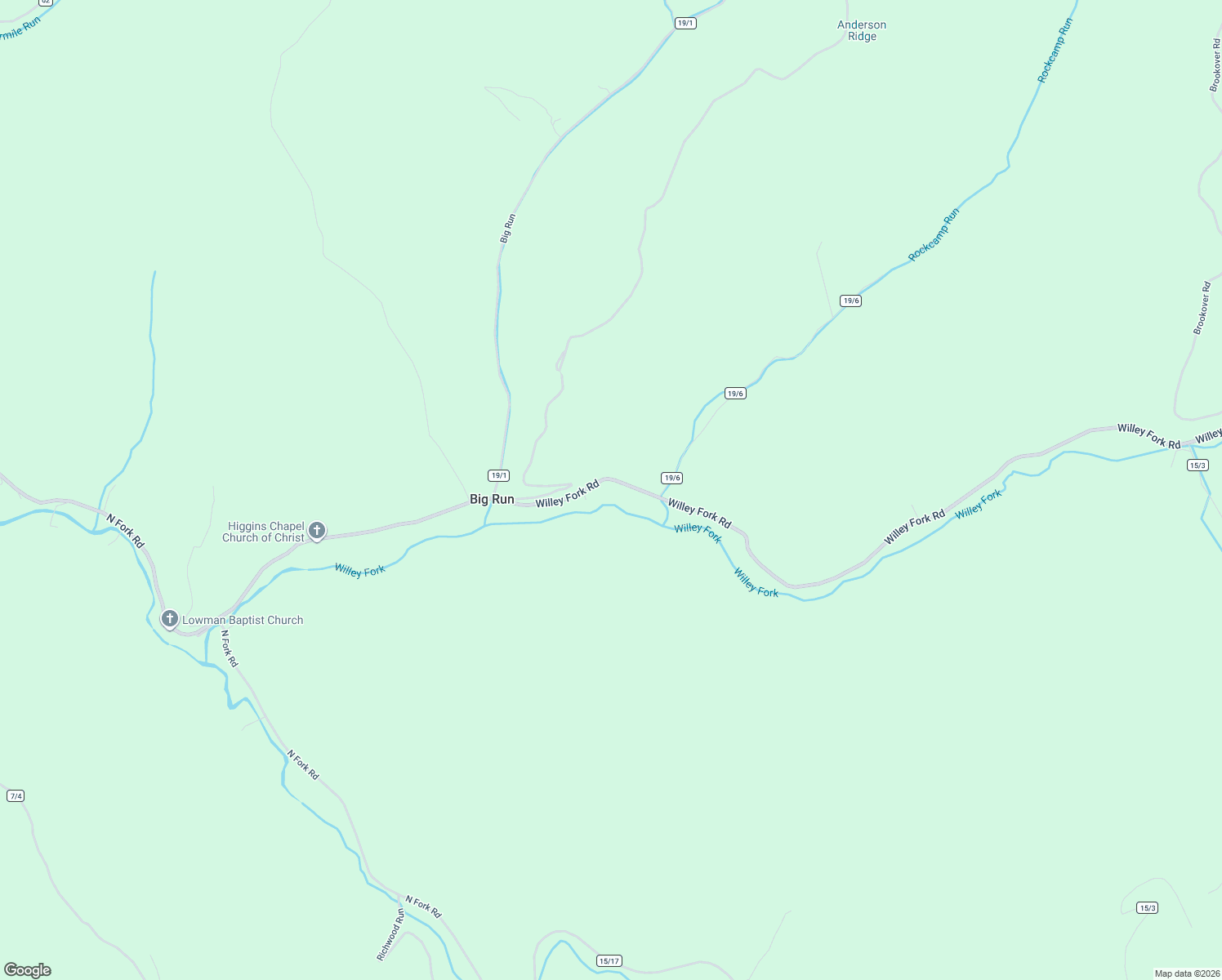 map of restaurants, bars, coffee shops, grocery stores, and more near 11479 Willey Fork Road in Burton