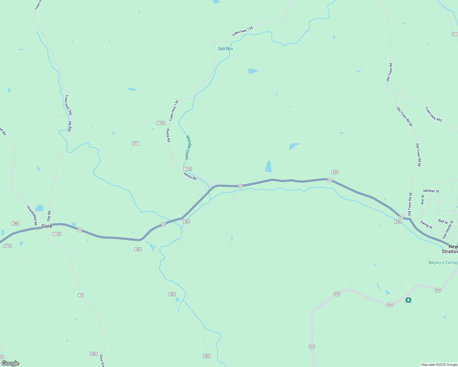 map of restaurants, bars, coffee shops, grocery stores, and more near 9979 Ohio 93 in New Straitsville