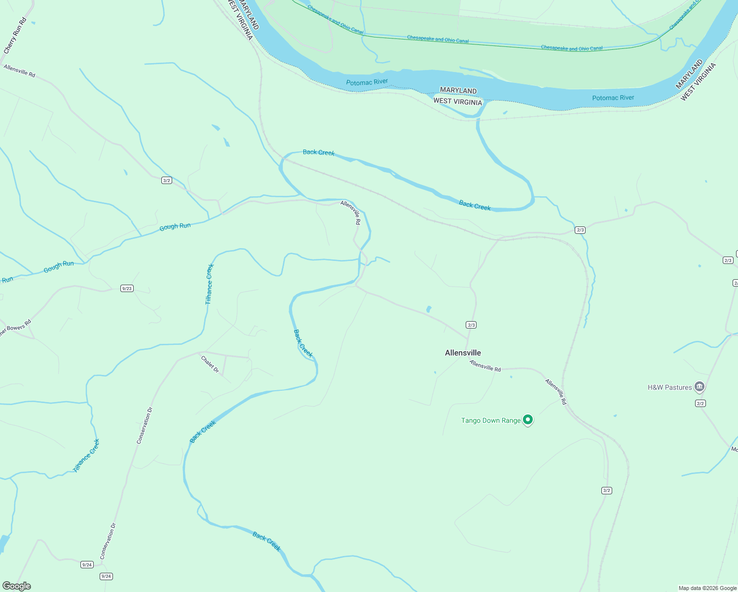 map of restaurants, bars, coffee shops, grocery stores, and more near 2483 Allensville Rd in Hedgesville