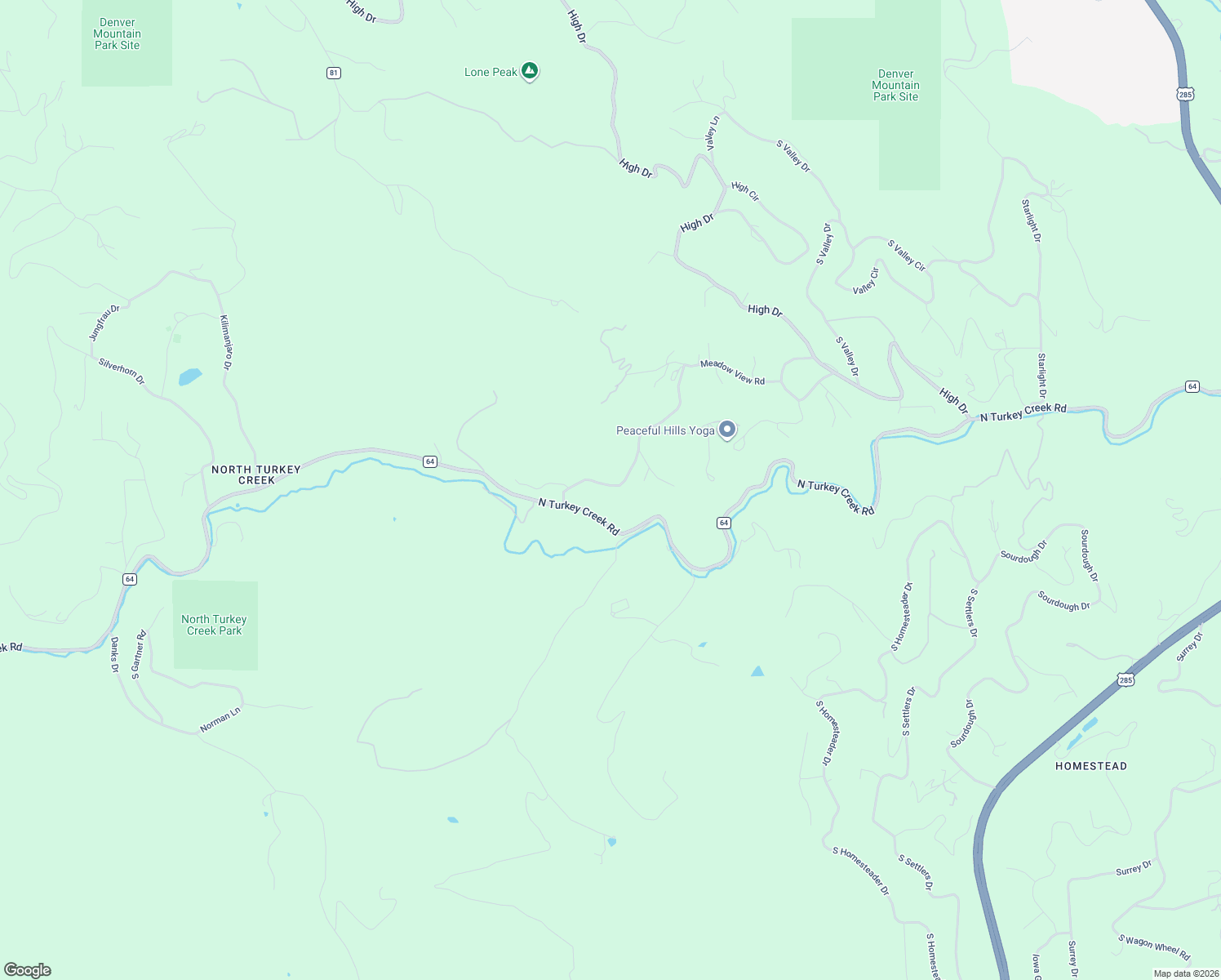map of restaurants, bars, coffee shops, grocery stores, and more near 7062 Peaceful Hills Road in Morrison