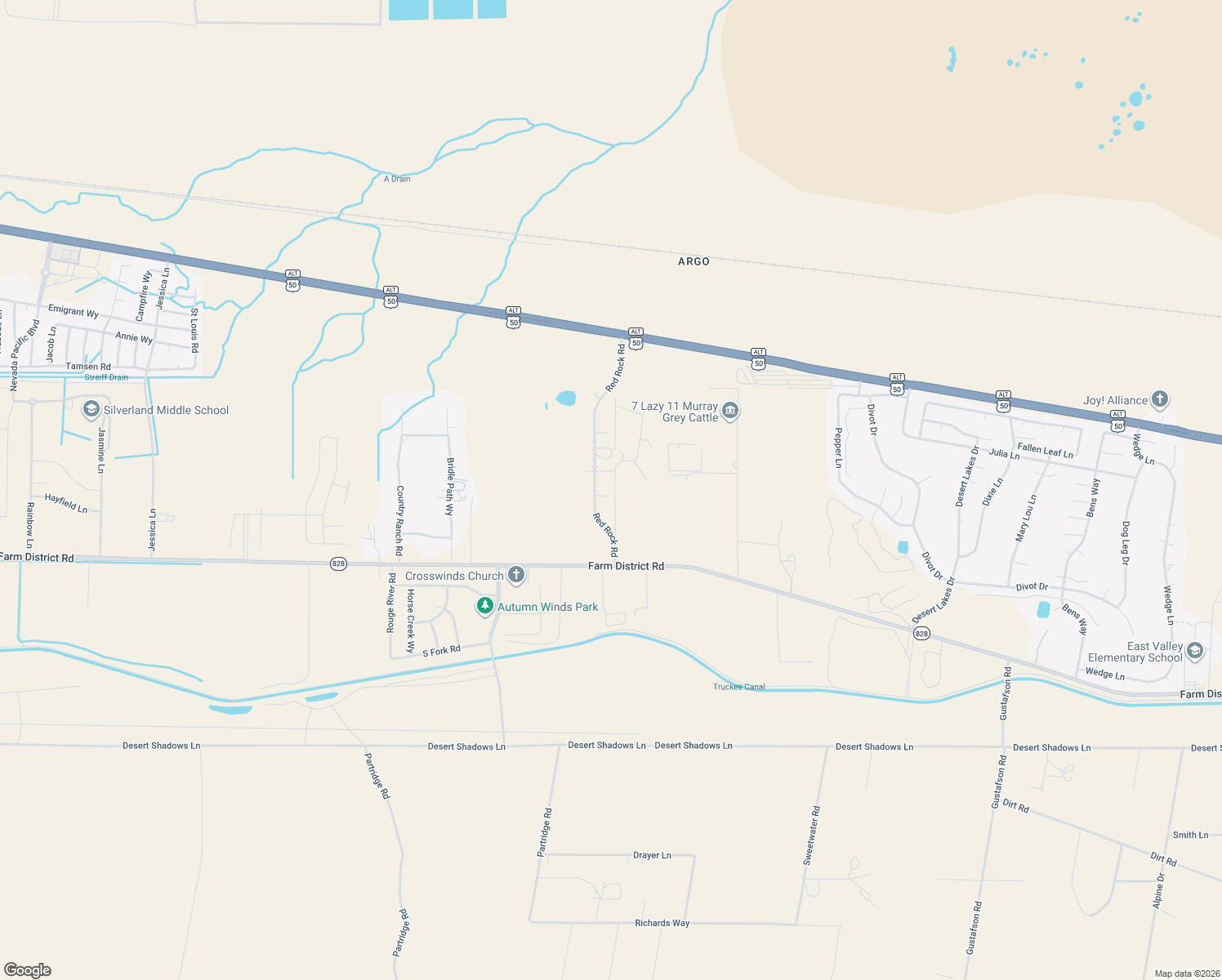 map of restaurants, bars, coffee shops, grocery stores, and more near 3182 Alotta Lead Ct in Fernley