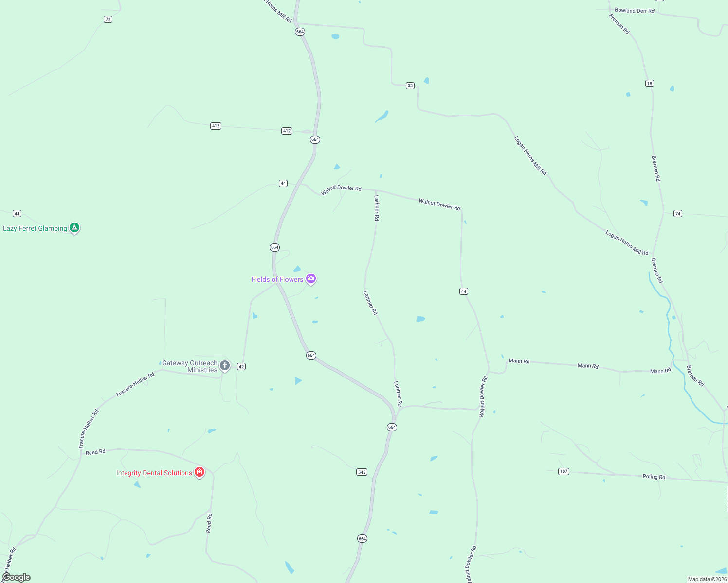 map of restaurants, bars, coffee shops, grocery stores, and more near 9733 Larimer Road in Logan