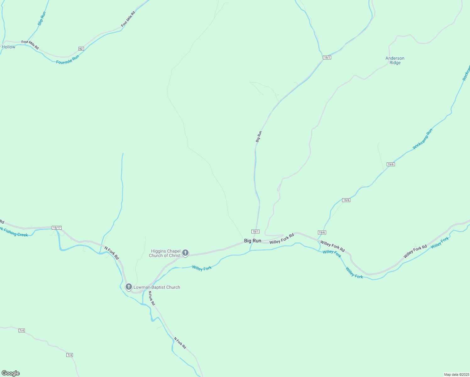 map of restaurants, bars, coffee shops, grocery stores, and more near in Big Run