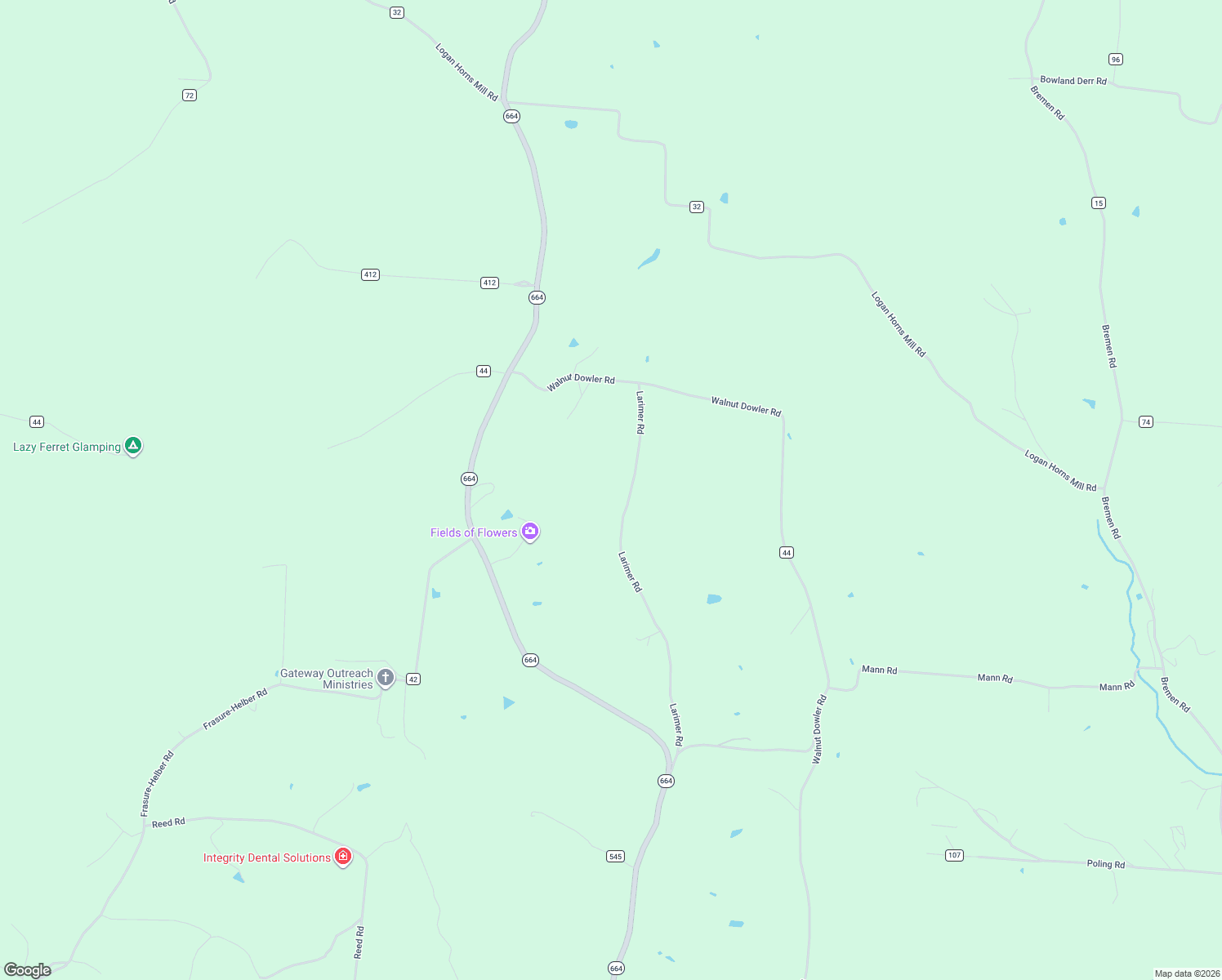 map of restaurants, bars, coffee shops, grocery stores, and more near 9733 Larimer Road in Logan