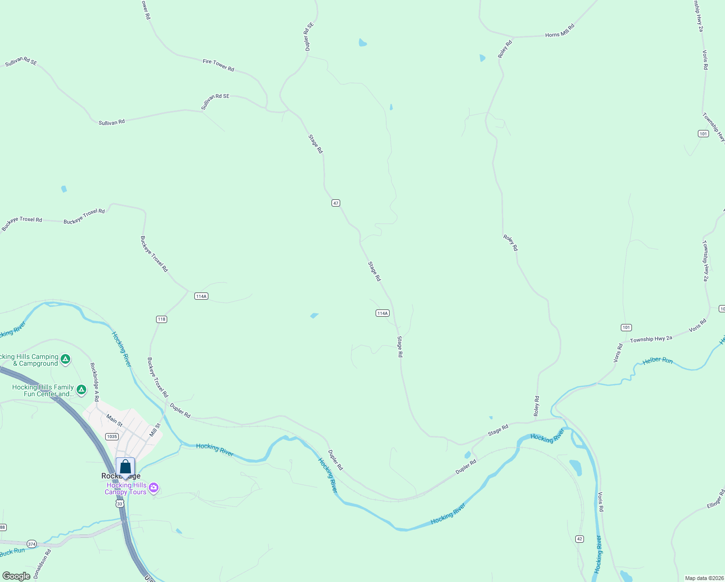 map of restaurants, bars, coffee shops, grocery stores, and more near in Rockbridge