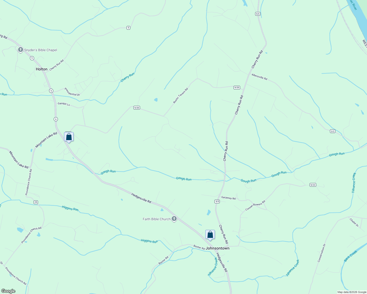 map of restaurants, bars, coffee shops, grocery stores, and more near 495 Getaway Road in Hedgesville