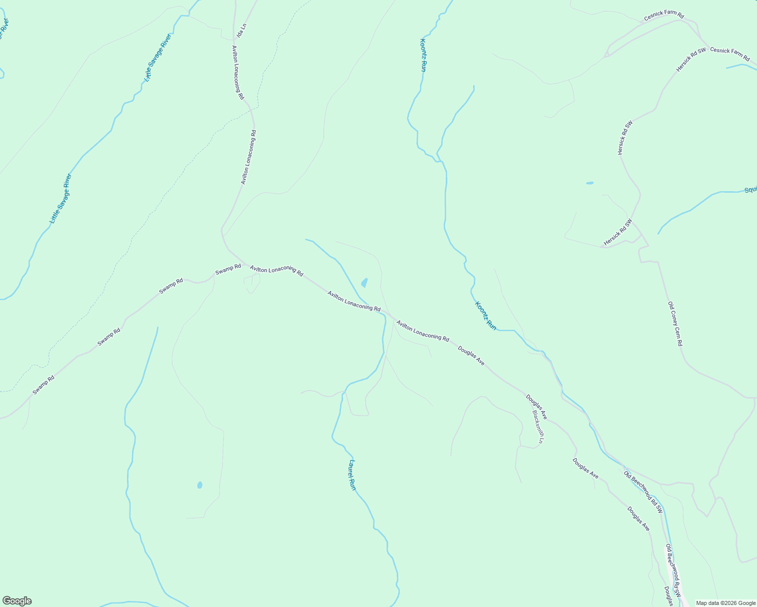 map of restaurants, bars, coffee shops, grocery stores, and more near 934 Avilton Lonaconing Road in Lonaconing