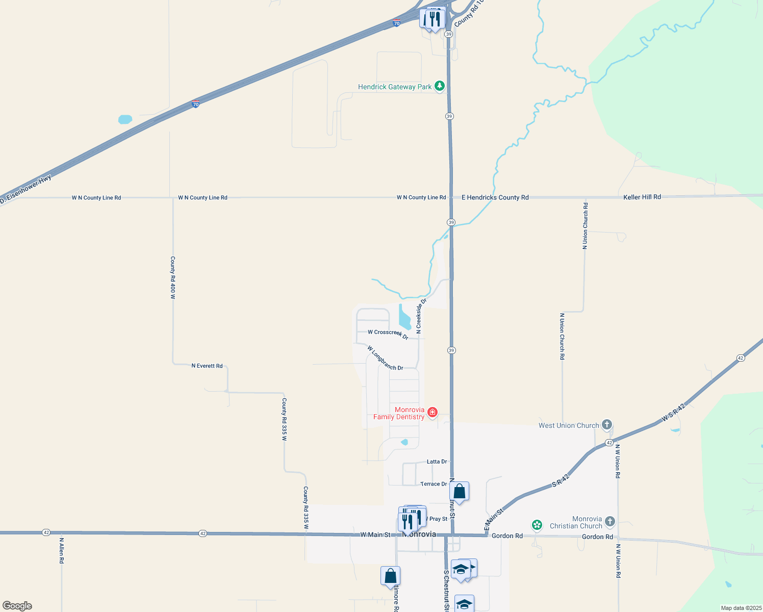 map of restaurants, bars, coffee shops, grocery stores, and more near 3052 W Meadowbend Dr in Monrovia