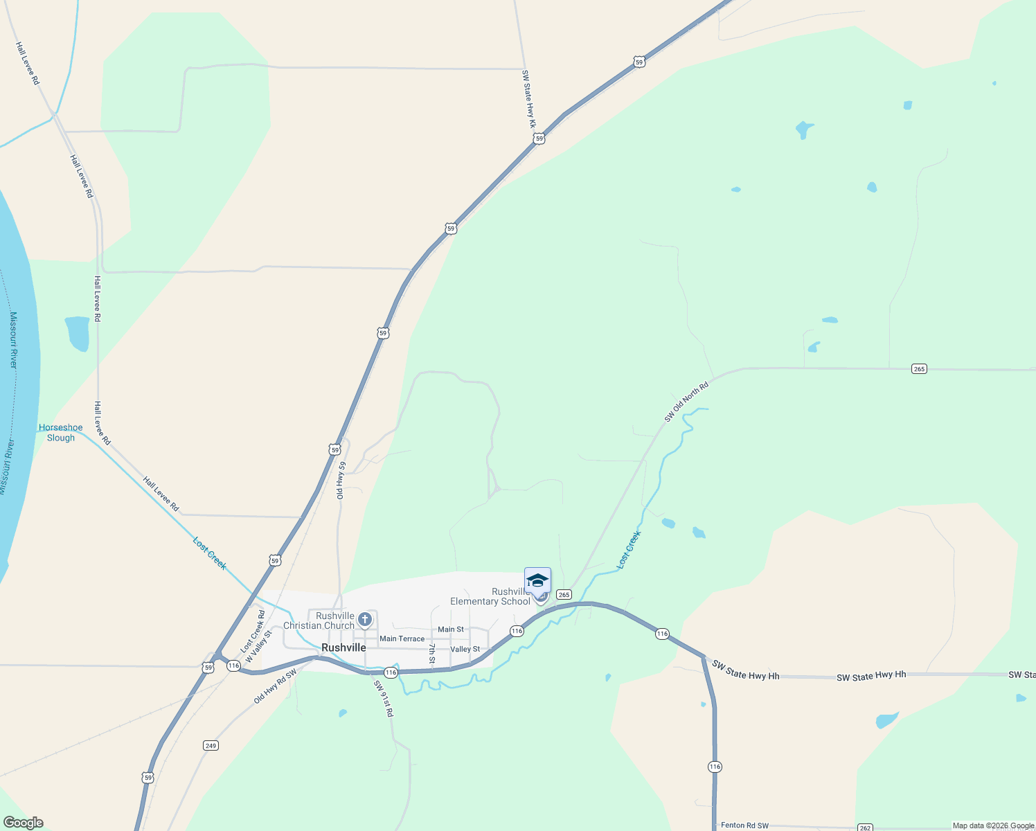 map of restaurants, bars, coffee shops, grocery stores, and more near in Rushville