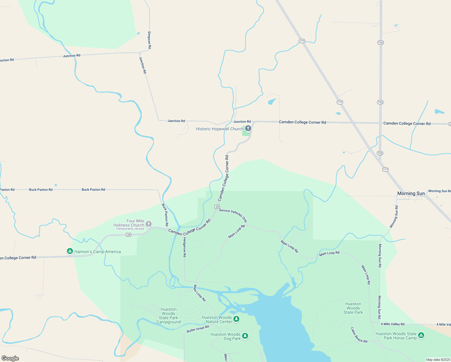 map of restaurants, bars, coffee shops, grocery stores, and more near 6721 Camden College Corner Road in College Corner