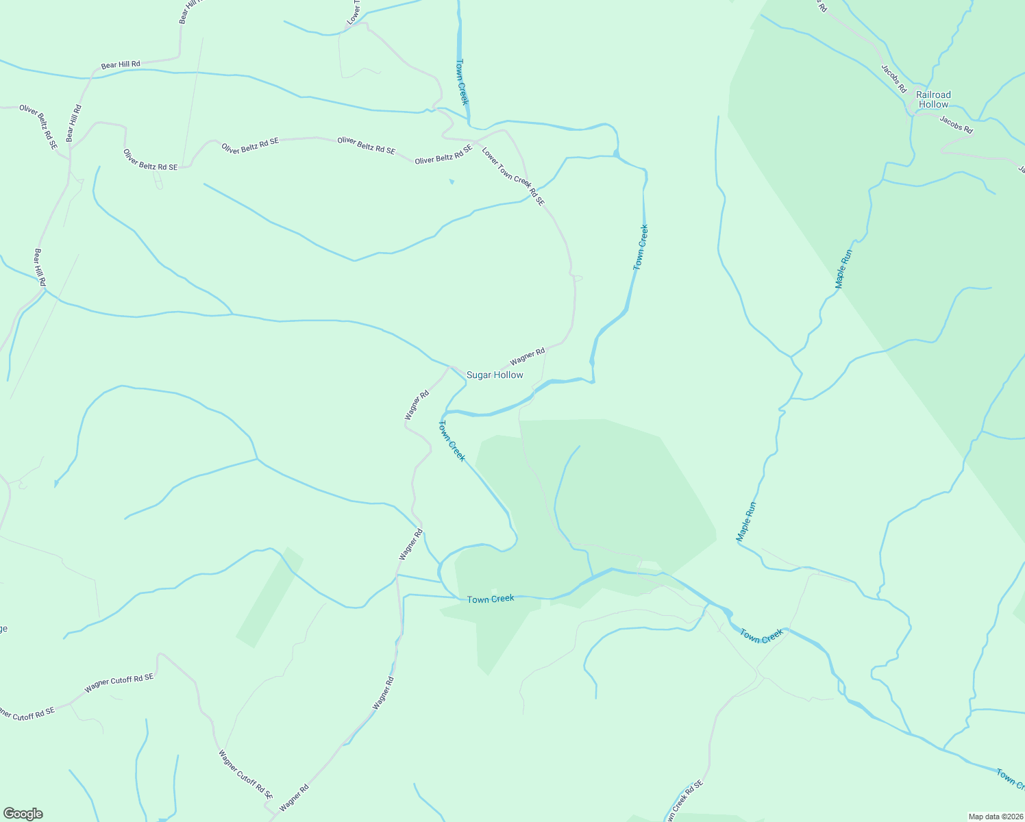 map of restaurants, bars, coffee shops, grocery stores, and more near 14691 Lower Town Creek Road Southeast in Oldtown