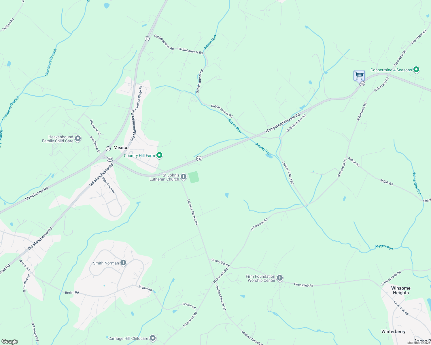 map of restaurants, bars, coffee shops, grocery stores, and more near 815 Hampstead Mexico Road in Westminster