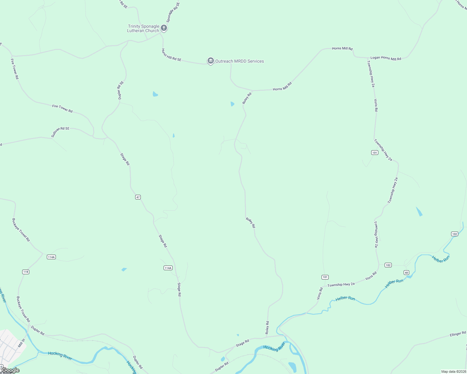 map of restaurants, bars, coffee shops, grocery stores, and more near 8601-9451 Roley Road in Sugar Grove