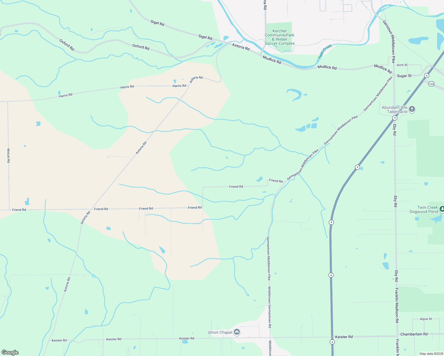 map of restaurants, bars, coffee shops, grocery stores, and more near 11379 Friend Road in Germantown