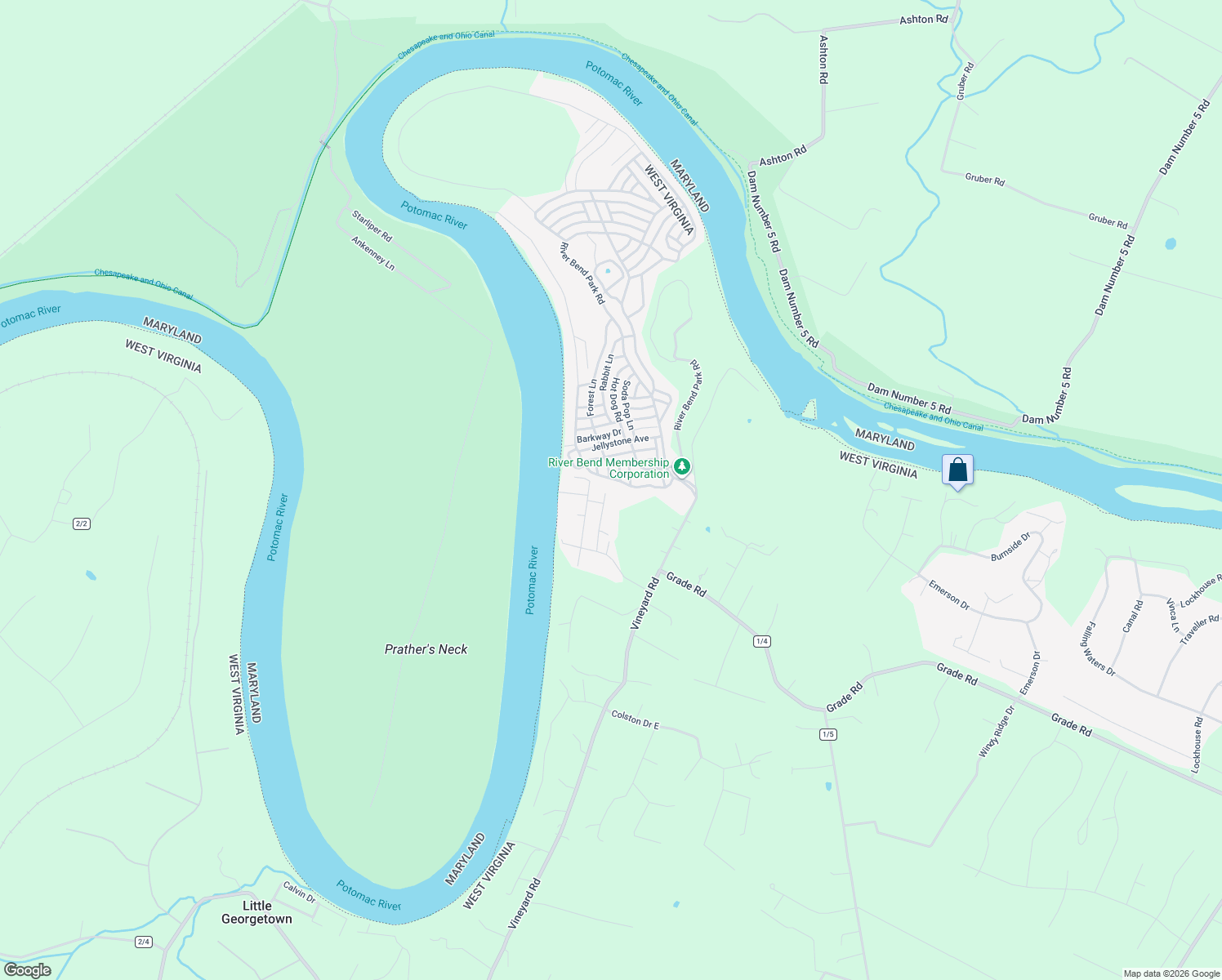 map of restaurants, bars, coffee shops, grocery stores, and more near 156 Policeman Club Road in Falling Waters