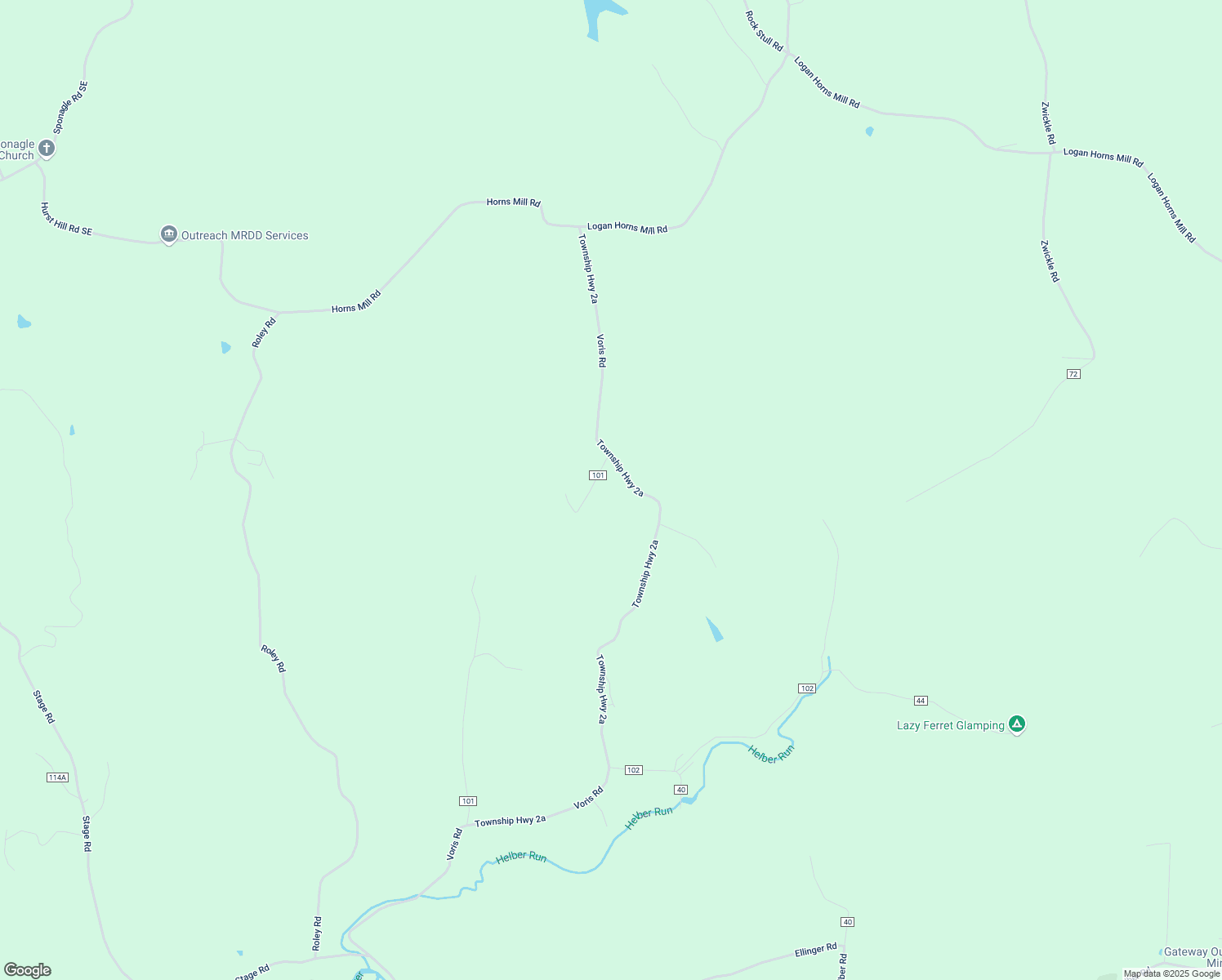 map of restaurants, bars, coffee shops, grocery stores, and more near 8887 Voris Road in Logan