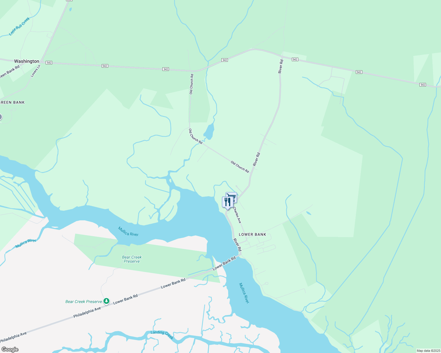 map of restaurants, bars, coffee shops, grocery stores, and more near 13 Charles Avenue in Egg Harbor City