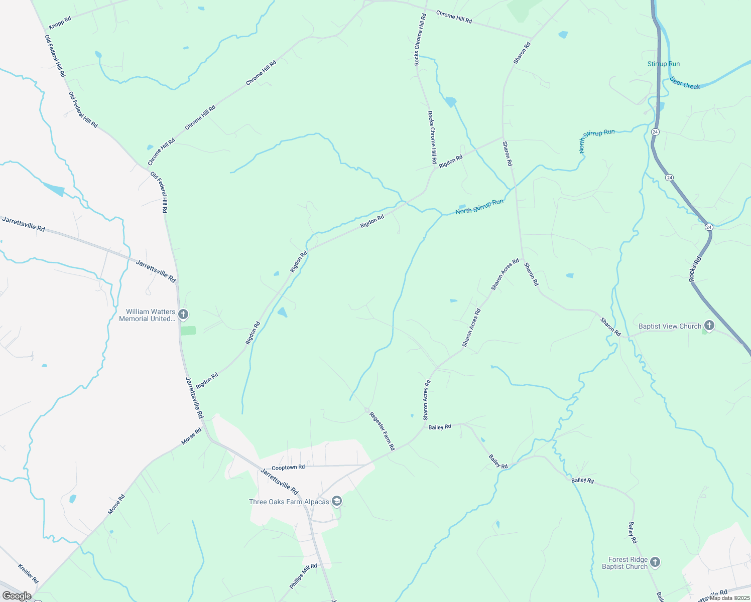 map of restaurants, bars, coffee shops, grocery stores, and more near 1220 Sharon Acres Road in Harford County
