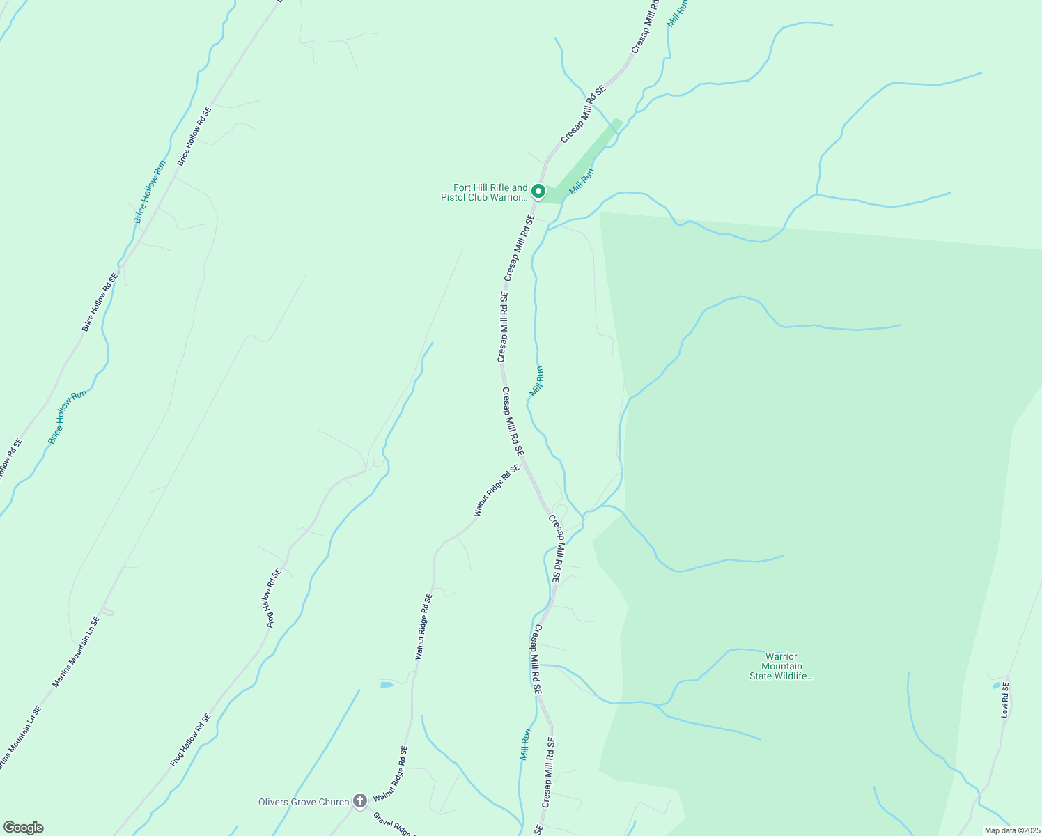 map of restaurants, bars, coffee shops, grocery stores, and more near 14114 Cresap Mill Road Southeast in Oldtown