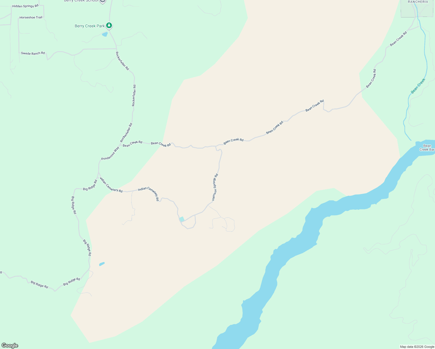 map of restaurants, bars, coffee shops, grocery stores, and more near 2 Harrison Springs Road in Berry Creek