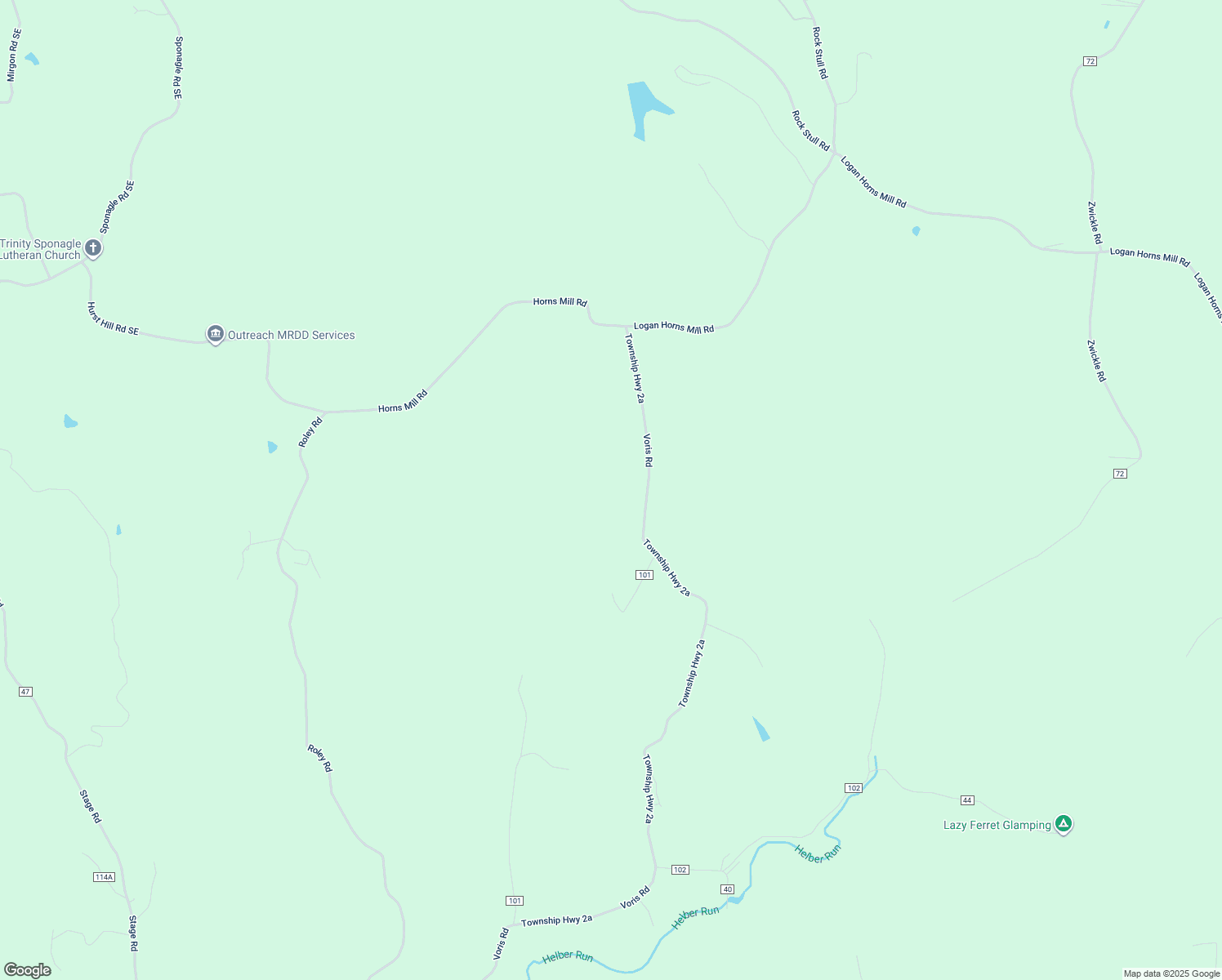 map of restaurants, bars, coffee shops, grocery stores, and more near 8555 Voris Road in Logan