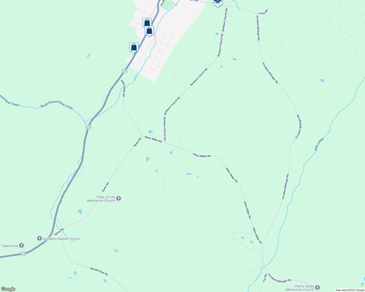 map of restaurants, bars, coffee shops, grocery stores, and more near 1318 Aiken Miller Rd in Accident