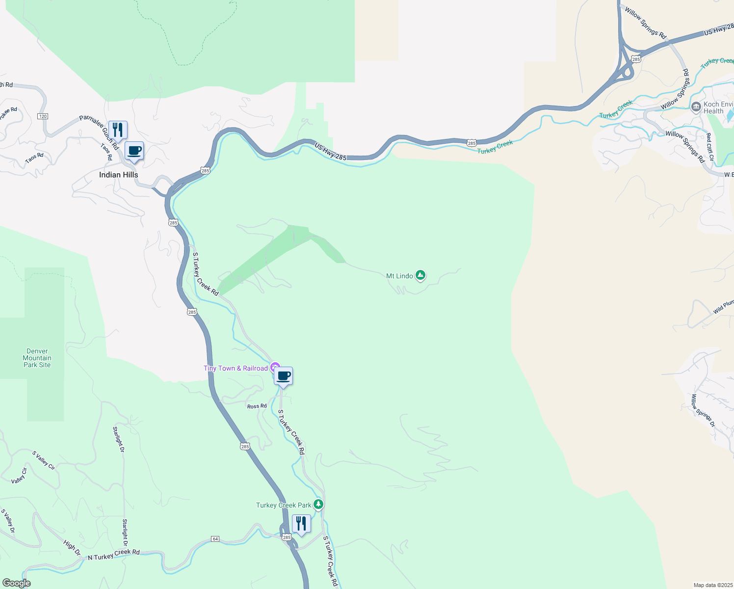 map of restaurants, bars, coffee shops, grocery stores, and more near Unnamed Road in Morrison