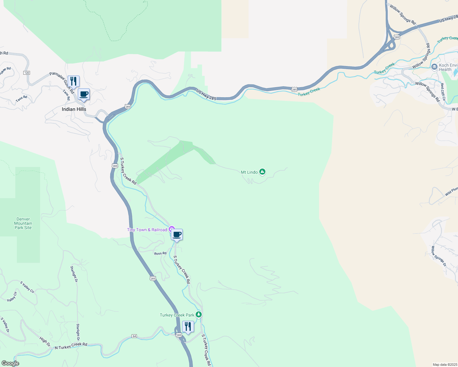 map of restaurants, bars, coffee shops, grocery stores, and more near Unnamed Road in Morrison
