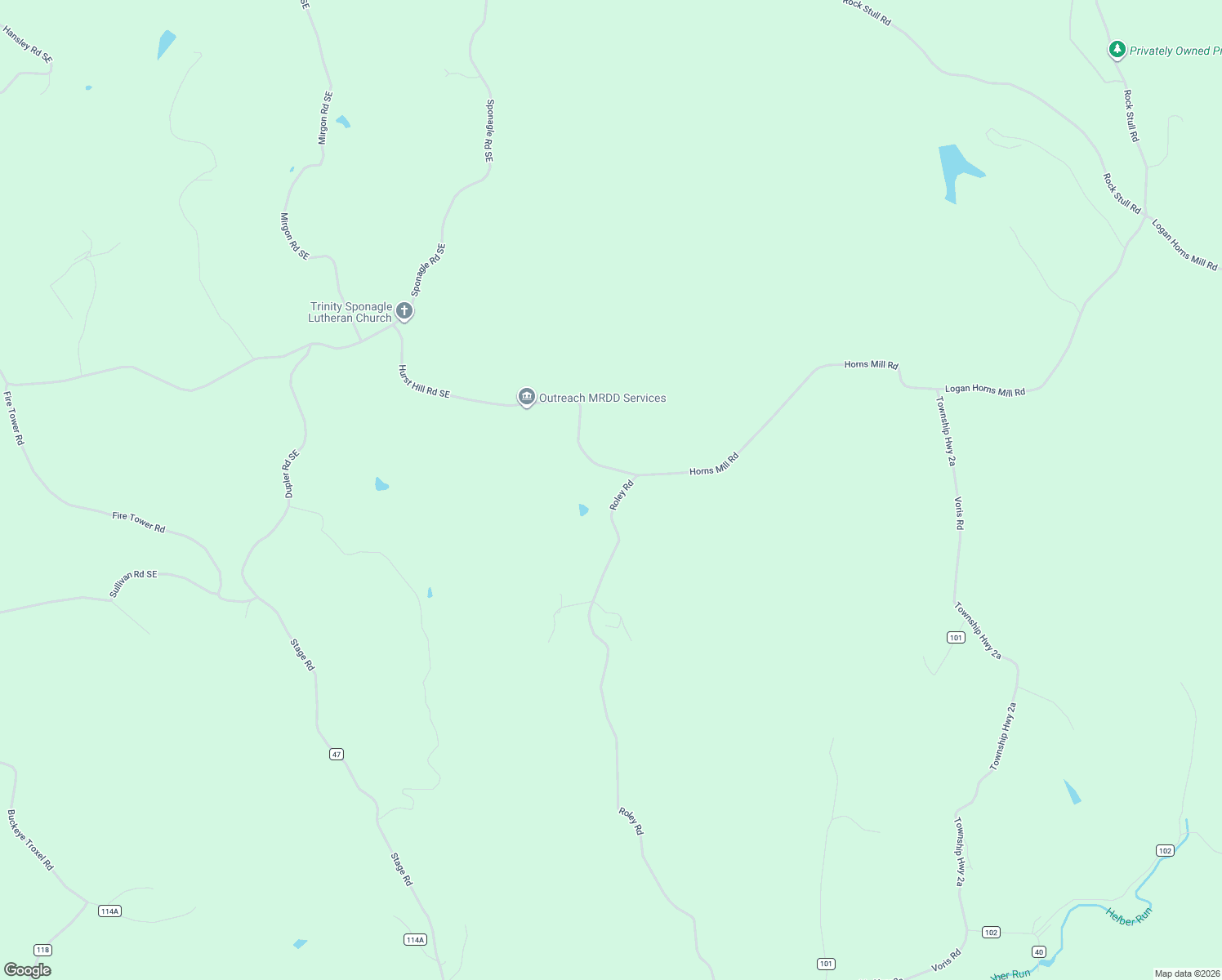 map of restaurants, bars, coffee shops, grocery stores, and more near 8601 Roley Road in Sugar Grove