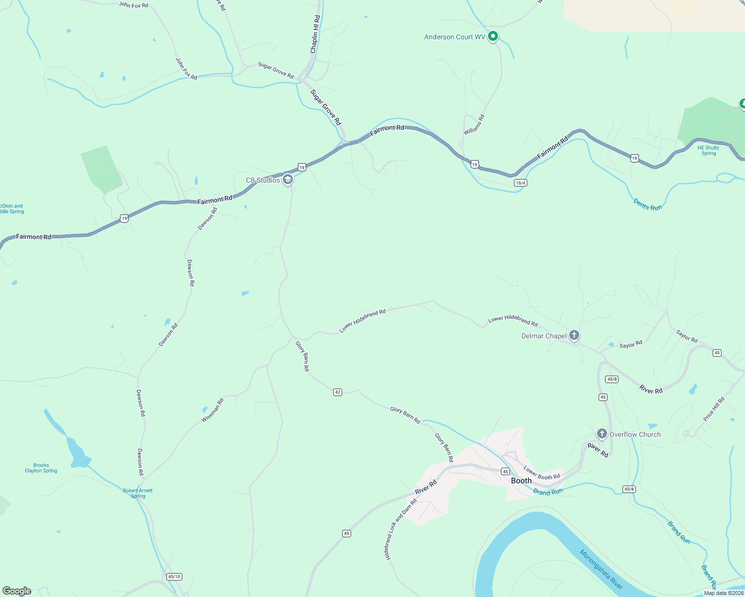 map of restaurants, bars, coffee shops, grocery stores, and more near 578 Lower Hildebrand Road in Morgantown