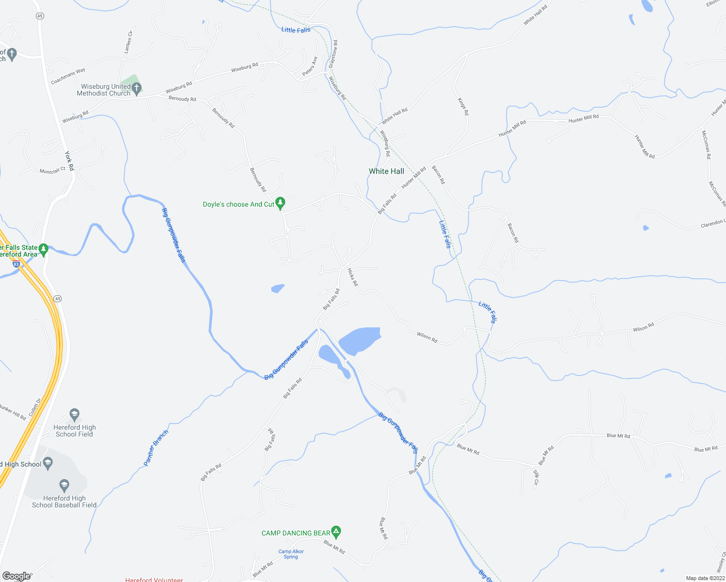 map of restaurants, bars, coffee shops, grocery stores, and more near 1320 Hicks Road in White Hall