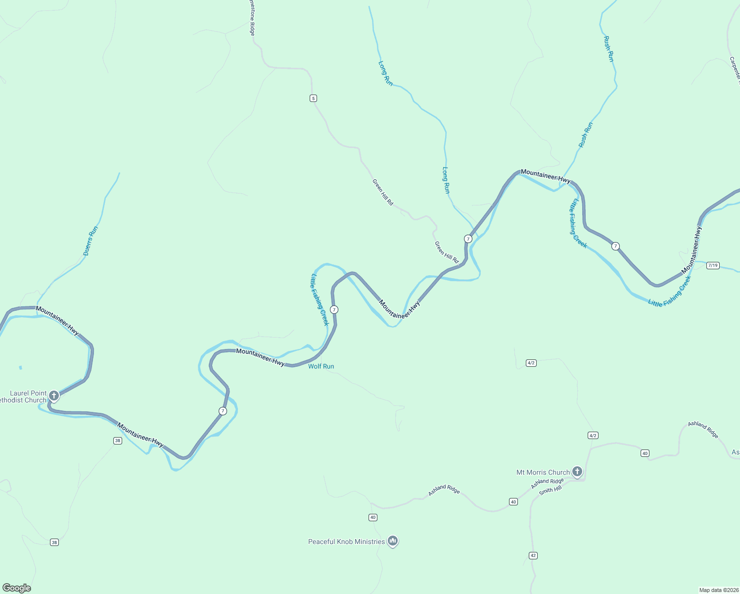 map of restaurants, bars, coffee shops, grocery stores, and more near 9356 Mountaineer Highway in New Martinsville