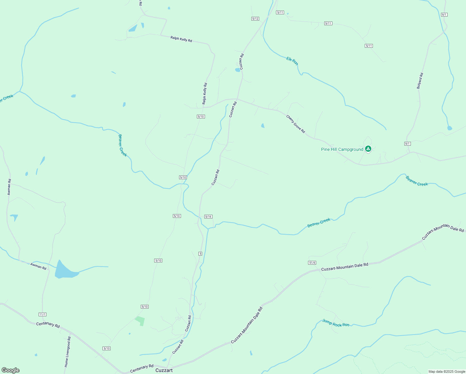 map of restaurants, bars, coffee shops, grocery stores, and more near 1470 Cuzzart Road in Bruceton Mills