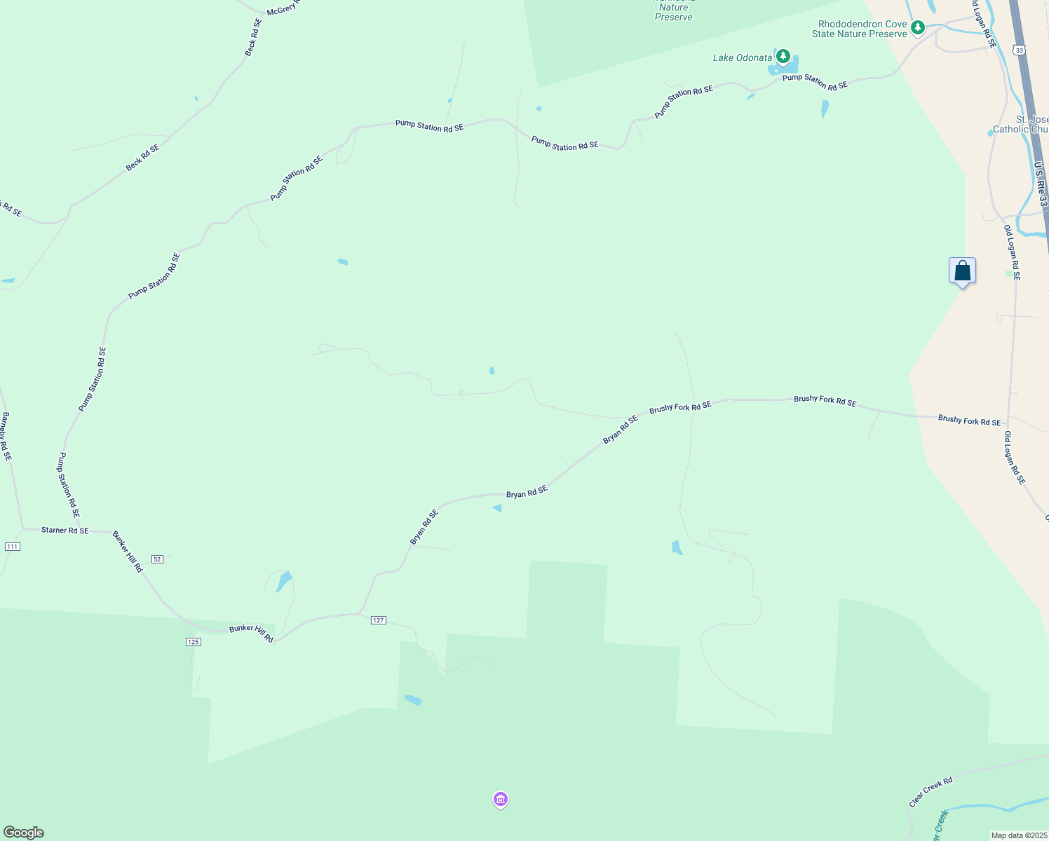 map of restaurants, bars, coffee shops, grocery stores, and more near 1479 Bryan Road in Sugar Grove