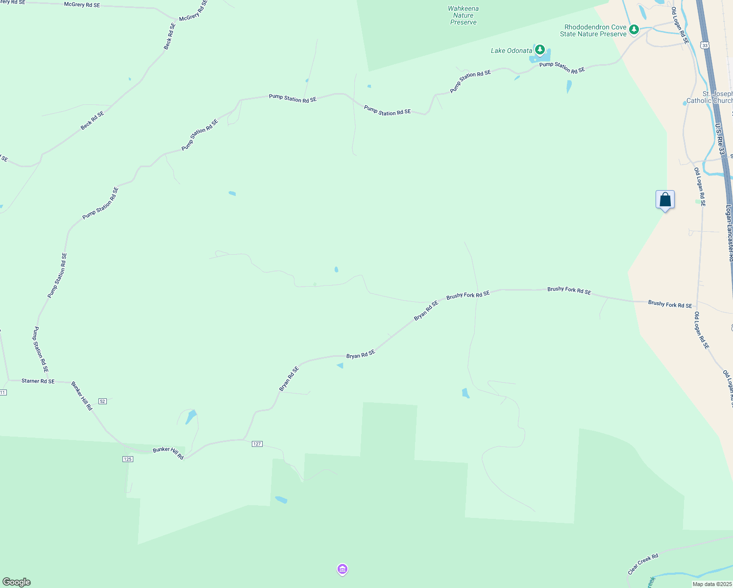 map of restaurants, bars, coffee shops, grocery stores, and more near 1479 Bryan Road in Sugar Grove