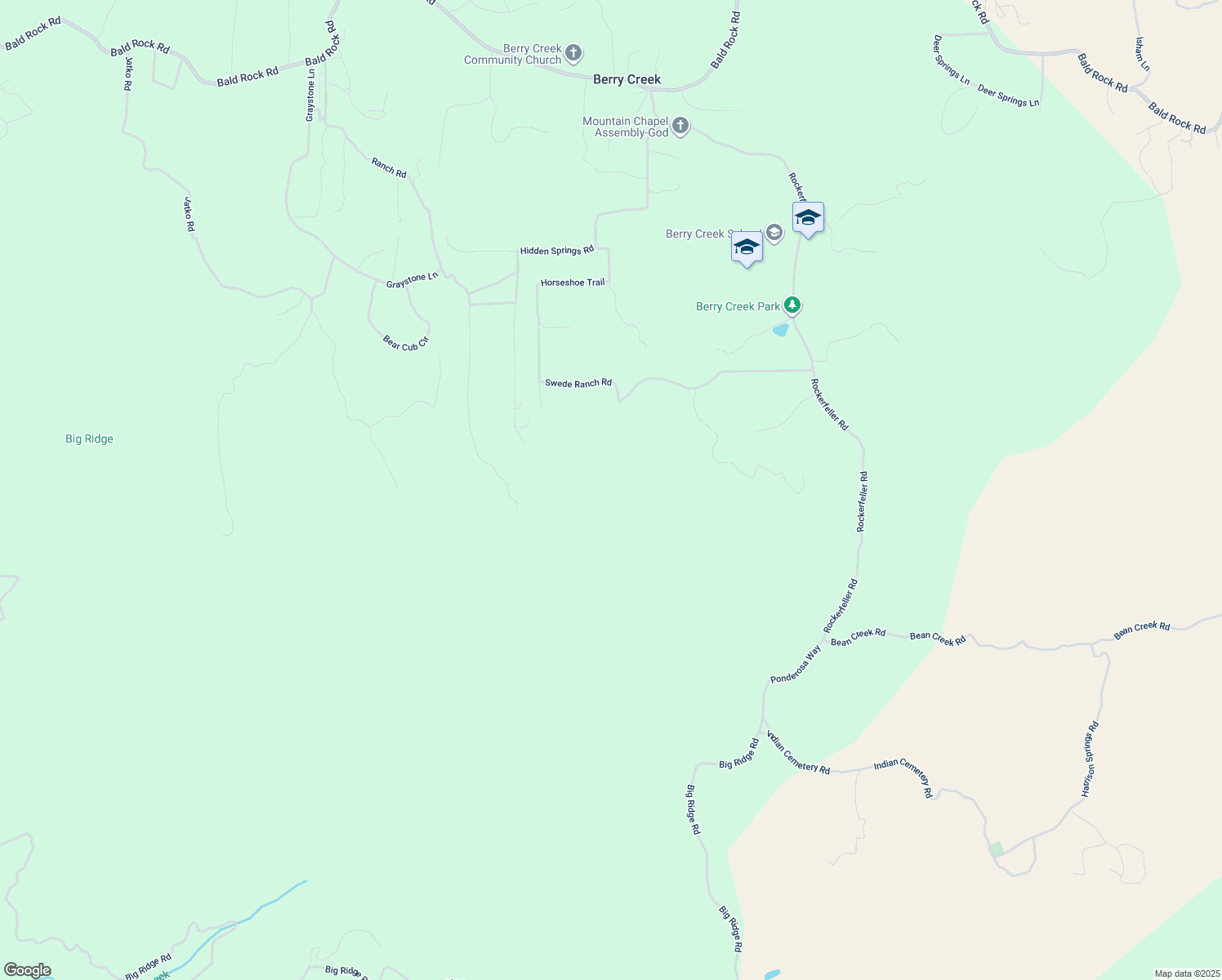 map of restaurants, bars, coffee shops, grocery stores, and more near 0 Horseshoe Trail in Berry Creek