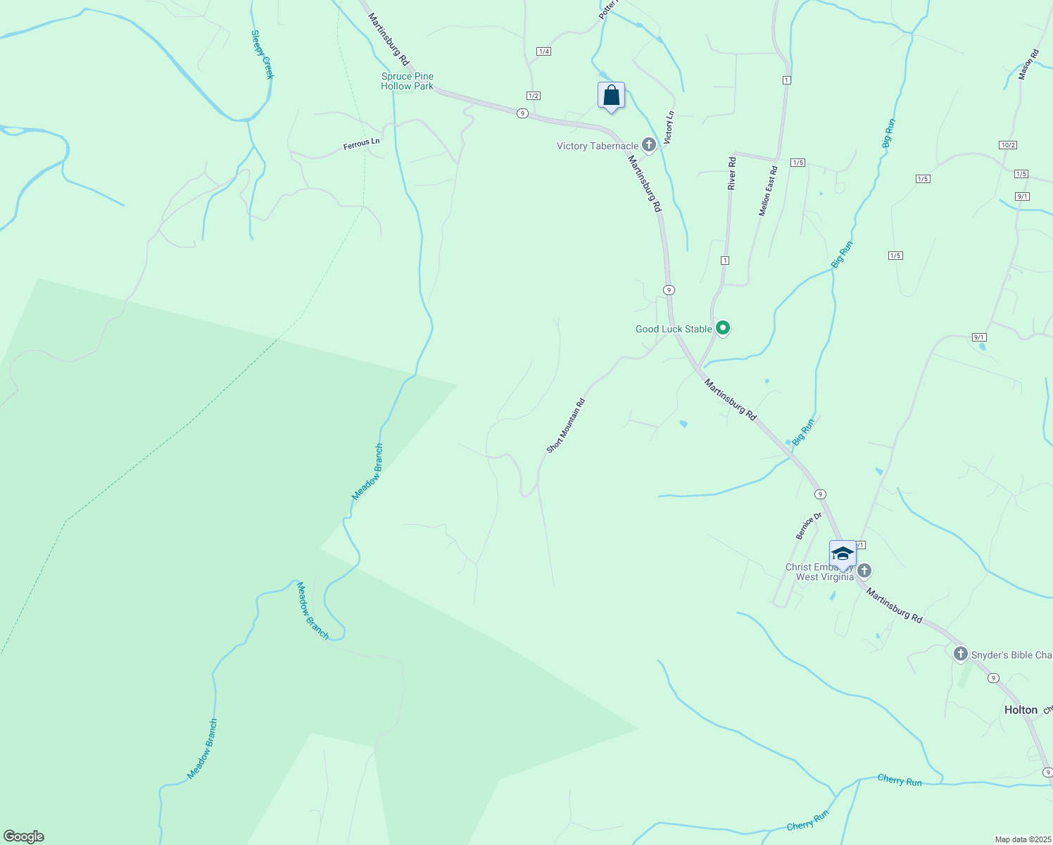 map of restaurants, bars, coffee shops, grocery stores, and more near 74 Arran Lane in Hedgesville